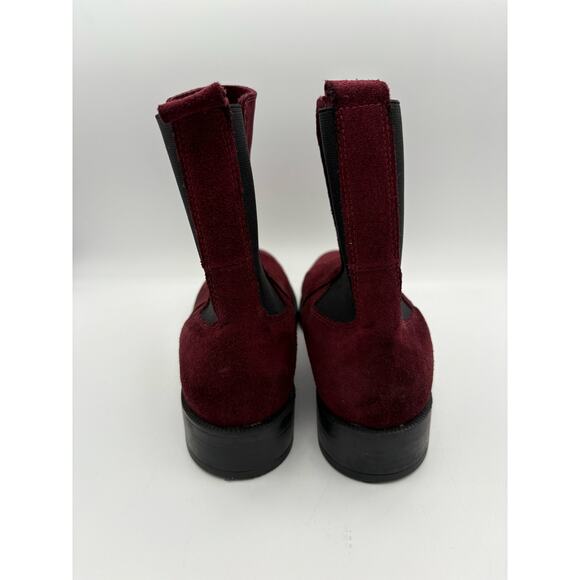 Emanuele Crasto Italian Burgundy Suede Leather Ankle Boots Size 9 - Picture 3 of 7